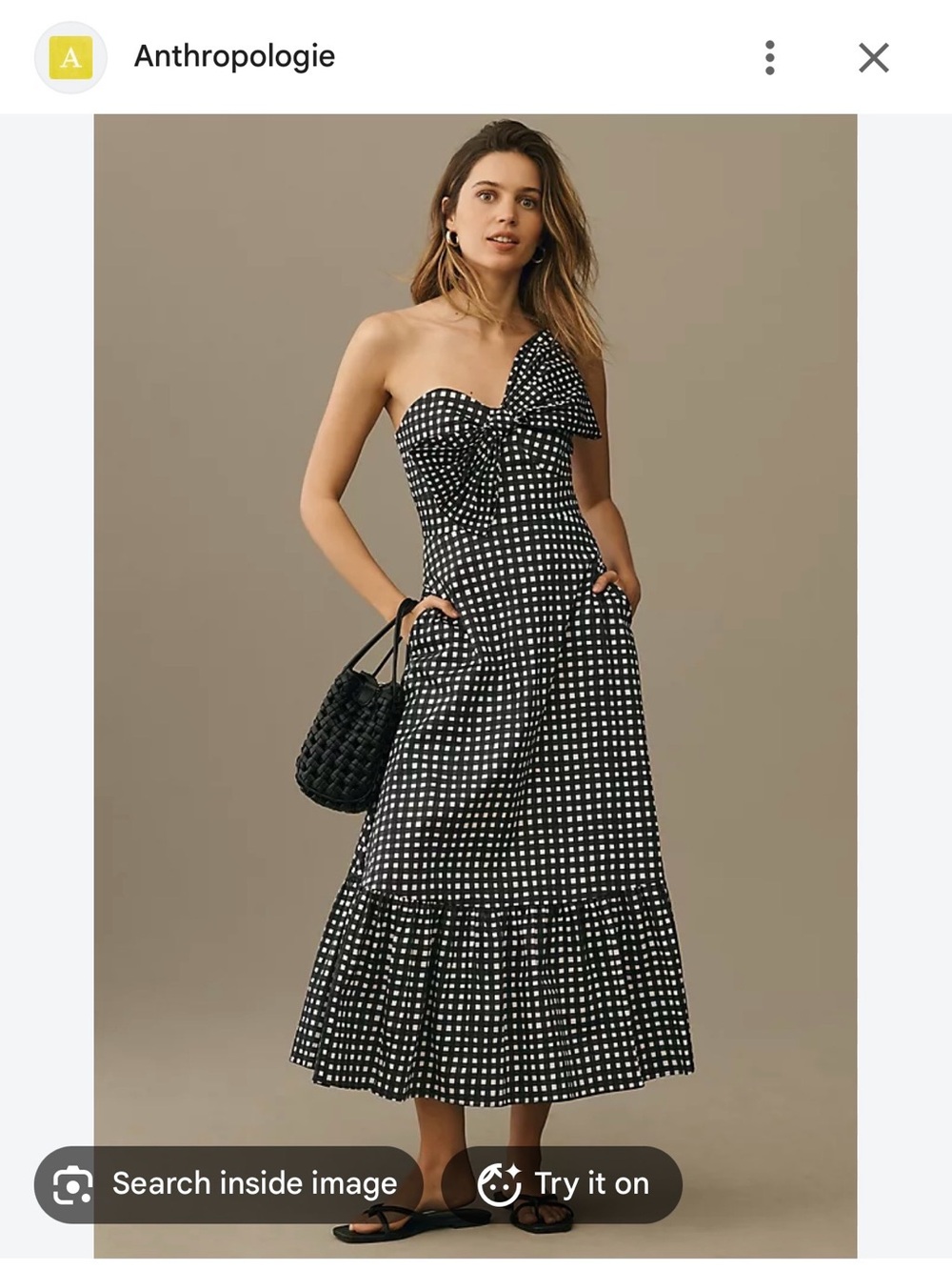 NWT Hutch Black and White Strapless Gingham Midi Dress